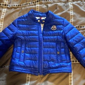 royal blue Moncler biker jacket 18/24 months